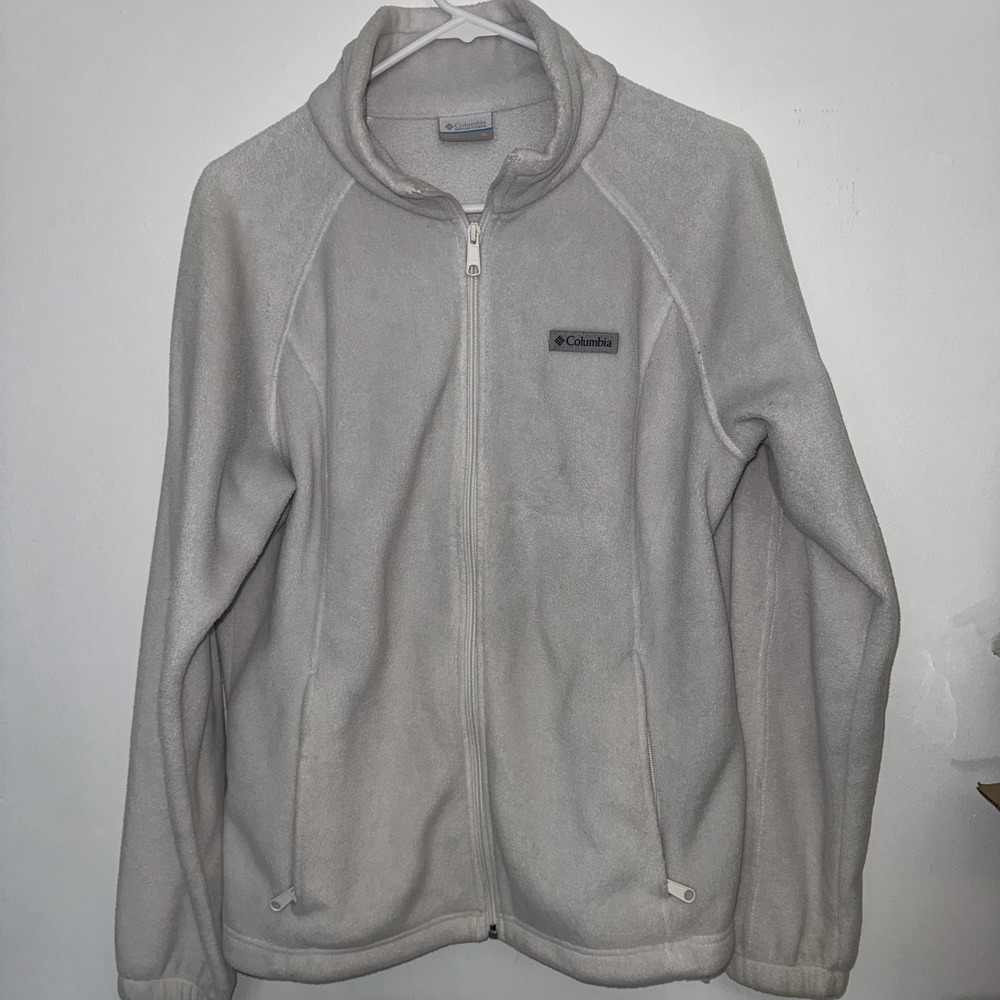 Columbia Fleece White Zip-Up Size XL
